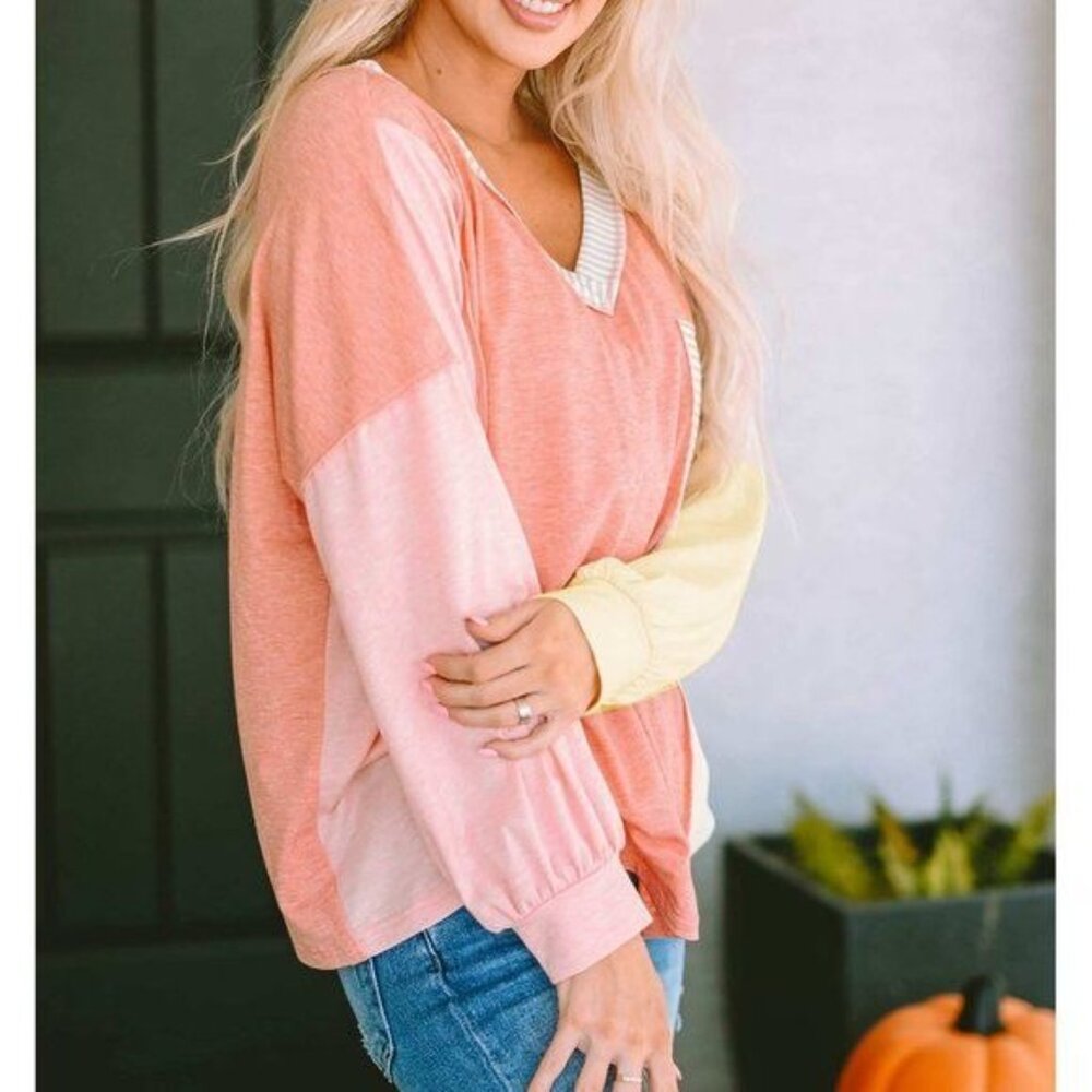 Striped Color Block Splicing Long Sleeve T Shirt X LARGE (9998) - Picture 7 of 8